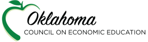 Oklahoma council on economic education logo with apple silhouette outline