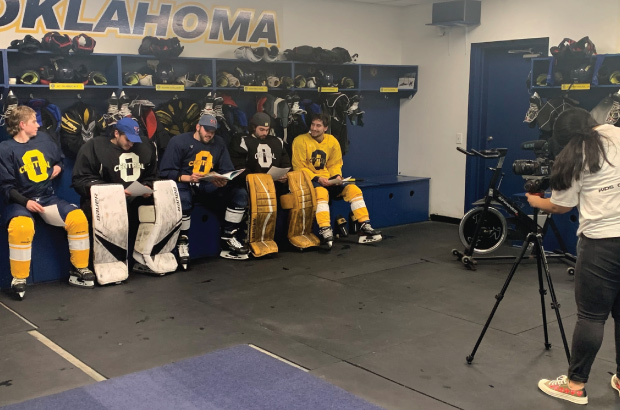 UCO Hockey team being interviewed